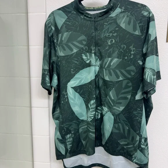 Pearl Izumi Dark Green Leaf Pattern Cycling Jersey - Picture 3 of 5